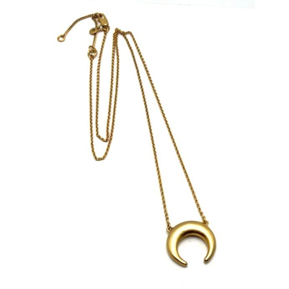 MADEWELL Crescent Moon Necklace Gold Tone Pendant Charm Statement 26" to 29"